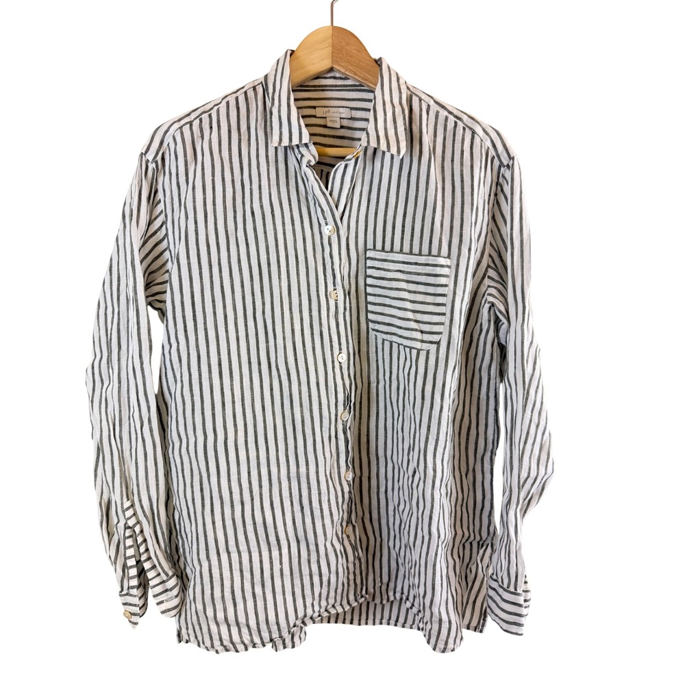 J.Jill Love Linen Button Down Women Small Striped Casual Top